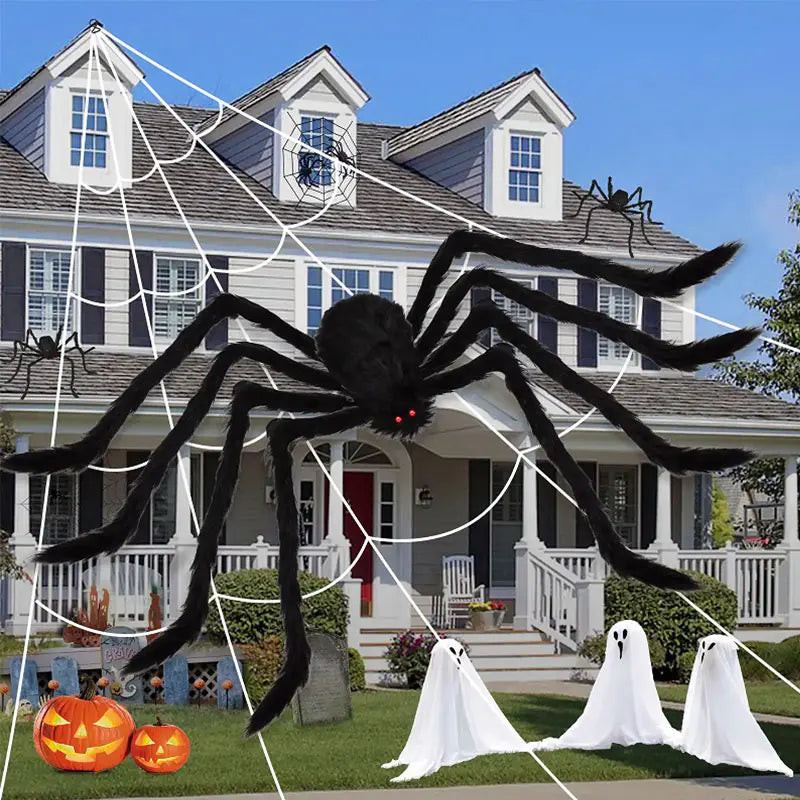 30-200cm Halloween Big Plush Spider Horror Halloween Decoration Party Prop Outdoor Giant Spider Decor Chamber Prank Black Spider