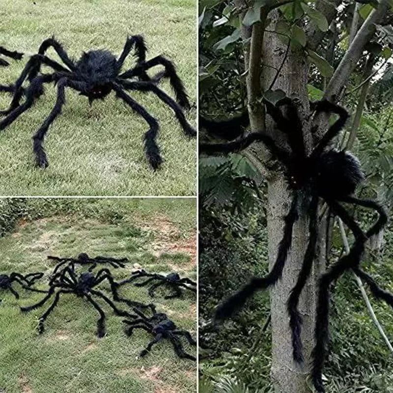 30-200cm Halloween Big Plush Spider Horror Halloween Decoration Party Prop Outdoor Giant Spider Decor Chamber Prank Black Spider